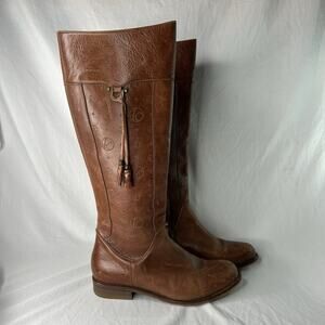Franco Cuadra Women’s Leather Riding Boots Size 7 Embossed W Tassels